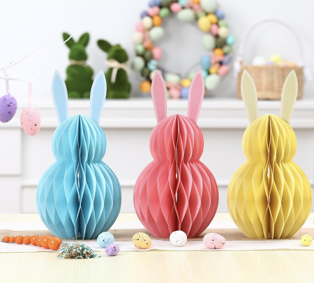 3-pack of Easter Bunny Honeycomb DIY Table Centerpieces!